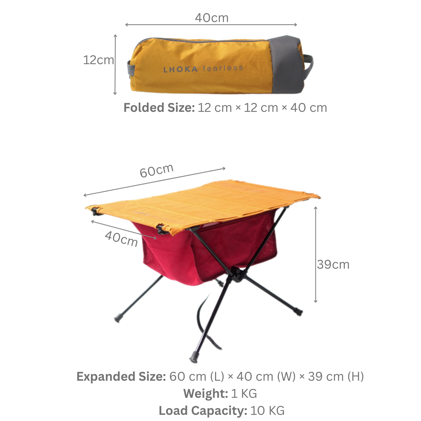Foldable Portable Table – Durable Tear‑Resistant Travel & Camping Table (Vintage Yellow / Gray)
