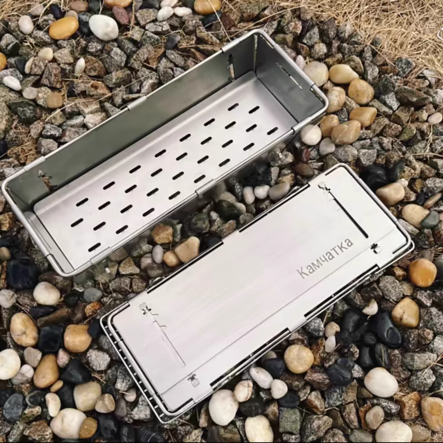 Portable Folding BBQ Camping Grill - Stainless Steel for Camping, Picnics & Outdoor Fun